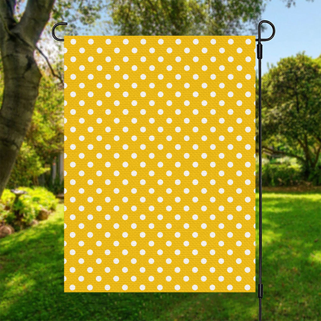 Yellow And White Polka Dot Pattern Print Garden Flag