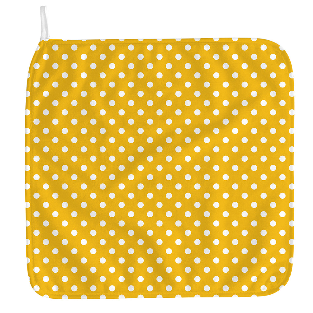 Yellow And White Polka Dot Pattern Print Hand Towel
