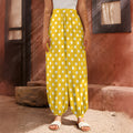 Yellow And White Polka Dot Pattern Print Harem Pants