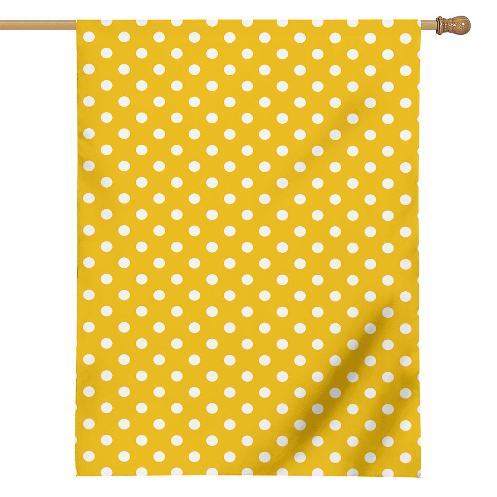Yellow And White Polka Dot Pattern Print House Flag