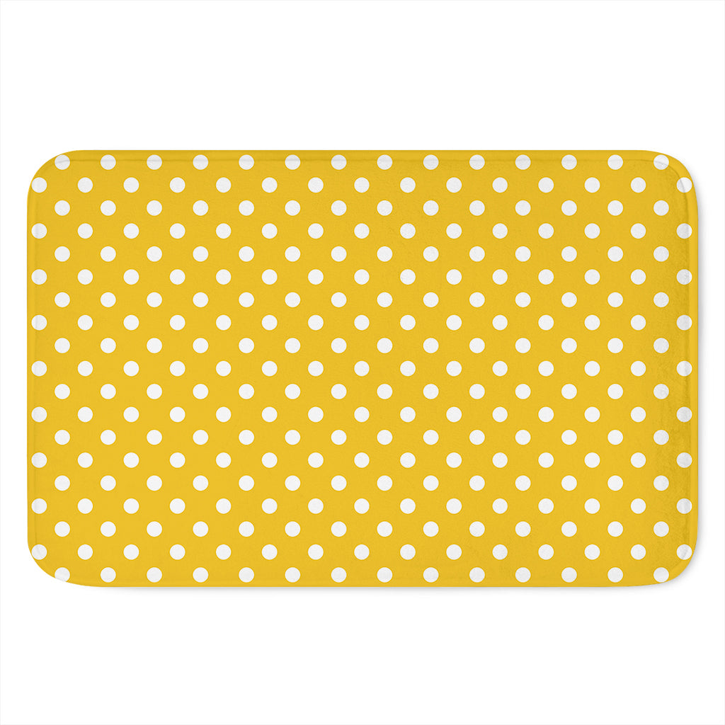 Yellow And White Polka Dot Pattern Print Indoor Door Mat