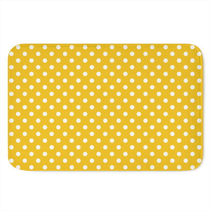 Yellow And White Polka Dot Pattern Print Indoor Door Mat