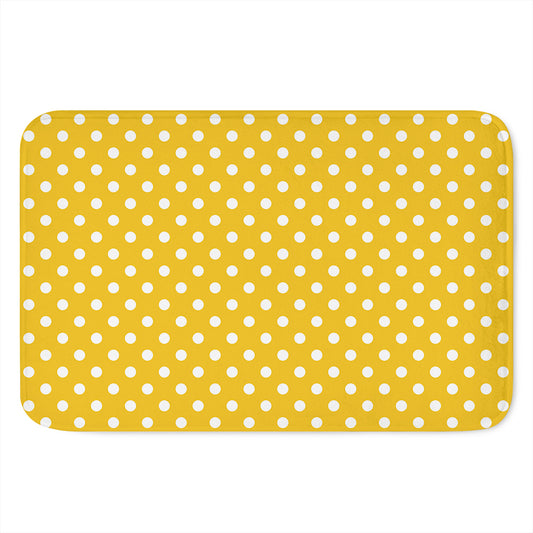 Yellow And White Polka Dot Pattern Print Indoor Door Mat