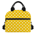 Yellow And White Polka Dot Pattern Print Insulated Lunch Bag