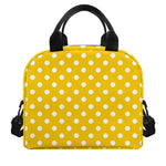 Yellow And White Polka Dot Pattern Print Insulated Lunch Bag