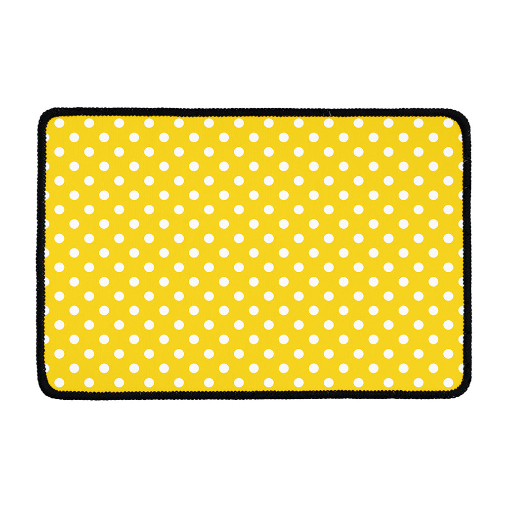 Yellow And White Polka Dot Pattern Print Kitchen Mat