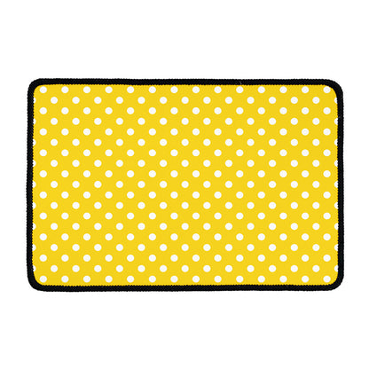 Yellow And White Polka Dot Pattern Print Kitchen Mat