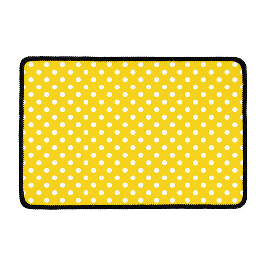 Yellow And White Polka Dot Pattern Print Kitchen Mat