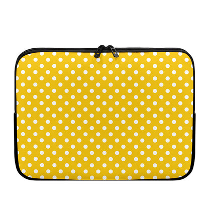Yellow And White Polka Dot Pattern Print Laptop Sleeve