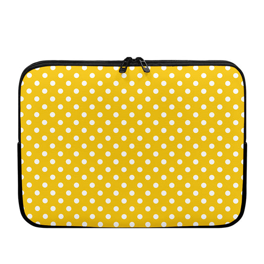 Yellow And White Polka Dot Pattern Print Laptop Sleeve