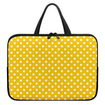 Yellow And White Polka Dot Pattern Print Laptop Sleeve With Handle