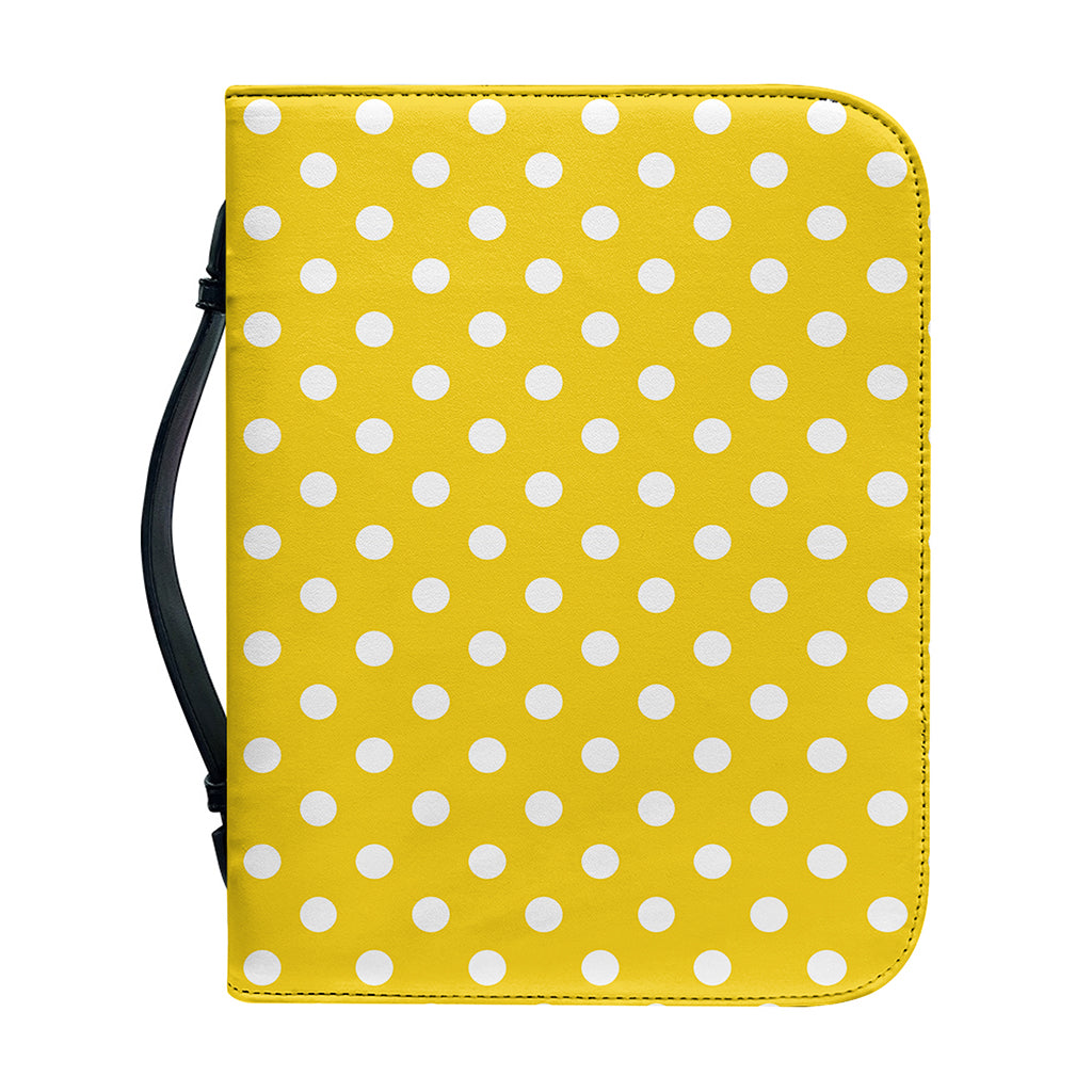 Yellow And White Polka Dot Pattern Print Leather Bible Cover