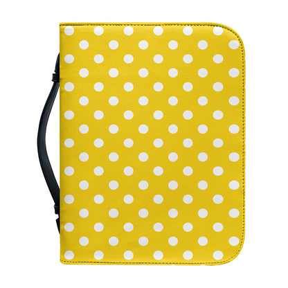 Yellow And White Polka Dot Pattern Print Leather Bible Cover