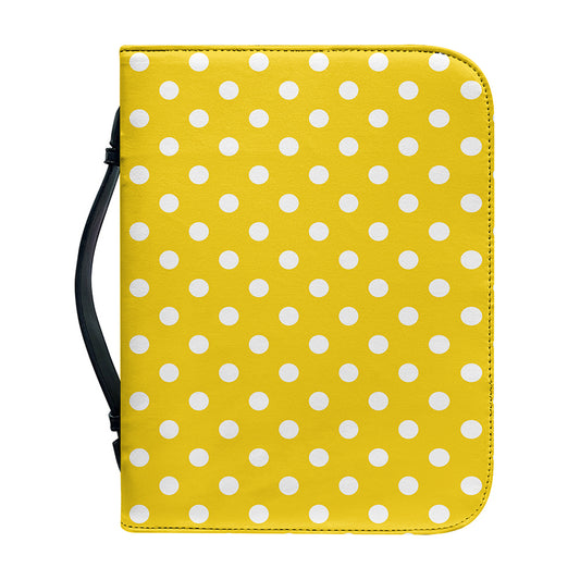 Yellow And White Polka Dot Pattern Print Leather Bible Cover