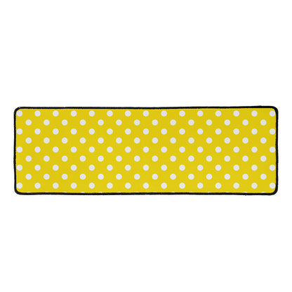 Yellow And White Polka Dot Pattern Print Long Kitchen Mat