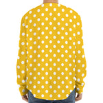 Yellow And White Polka Dot Pattern Print Long Sleeve Baseball Jersey