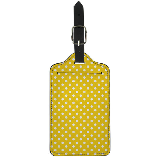Yellow And White Polka Dot Pattern Print Luggage Tag