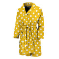 Yellow And White Polka Dot Pattern Print Men's Bathrobe