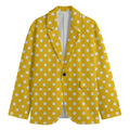 Yellow And White Polka Dot Pattern Print Men's Blazer