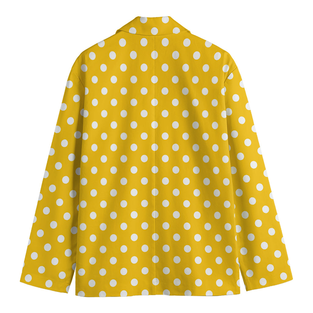 Yellow And White Polka Dot Pattern Print Men's Blazer