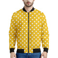Yellow And White Polka Dot Pattern Print Men's Bomber Jacket
