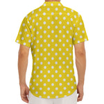Yellow And White Polka Dot Pattern Print Men's Deep V-Neck Shirt