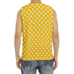 Yellow And White Polka Dot Pattern Print Men's Fitness Tank Top