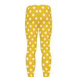 Yellow And White Polka Dot Pattern Print Men's leggings