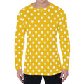 Yellow And White Polka Dot Pattern Print Men's Long Sleeve T-Shirt