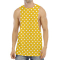 Yellow And White Polka Dot Pattern Print Men's Muscle Tank Top