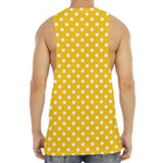 Yellow And White Polka Dot Pattern Print Men's Muscle Tank Top