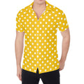 Yellow And White Polka Dot Pattern Print Men's Shirt