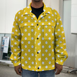 Yellow And White Polka Dot Pattern Print Men's Shirt Jacket