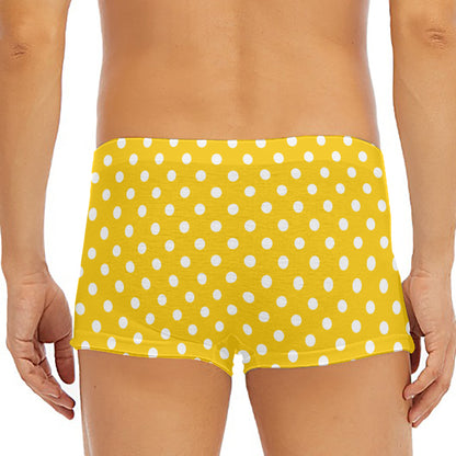 Yellow And White Polka Dot Pattern Print Men's Short Boxer Briefs