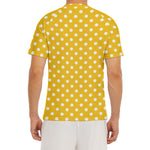 Yellow And White Polka Dot Pattern Print Men's Short Sleeve Rash Guard