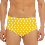 Yellow And White Polka Dot Pattern Print Men's Triangle Swim Briefs