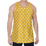 Yellow And White Polka Dot Pattern Print Men's Velvet Tank Top
