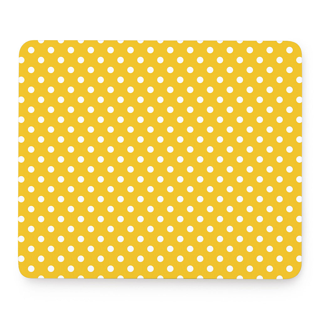 Yellow And White Polka Dot Pattern Print Mouse Pad