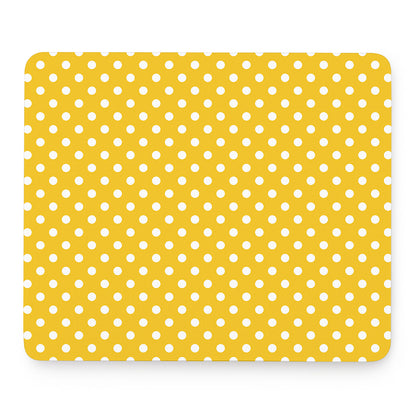 Yellow And White Polka Dot Pattern Print Mouse Pad