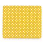 Yellow And White Polka Dot Pattern Print Mouse Pad