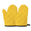 Yellow And White Polka Dot Pattern Print Oven Mitts