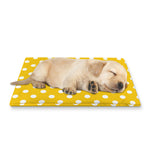 Yellow And White Polka Dot Pattern Print Pet Cooling Mat Cover