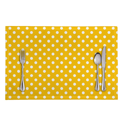 Yellow And White Polka Dot Pattern Print Placemat