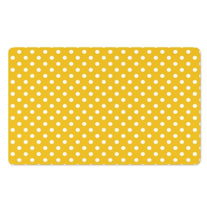 Yellow And White Polka Dot Pattern Print Polyester Doormat