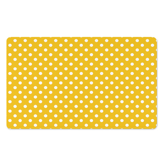 Yellow And White Polka Dot Pattern Print Polyester Doormat