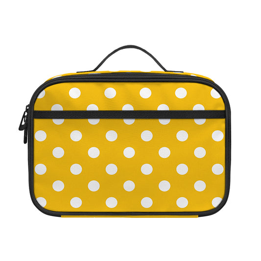 Yellow And White Polka Dot Pattern Print Portable Lunch Bag
