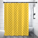 Yellow And White Polka Dot Pattern Print Premium Shower Curtain