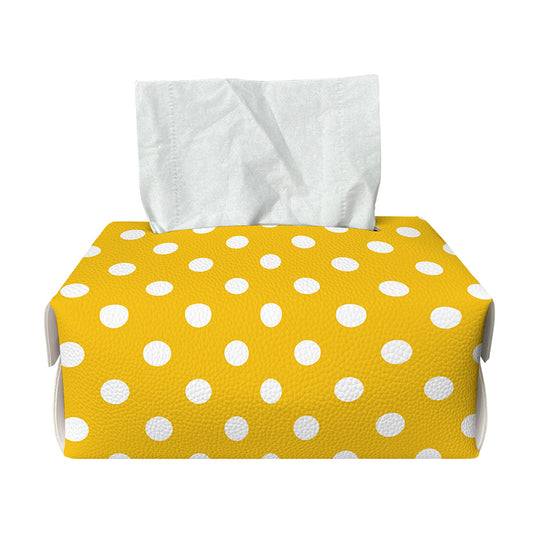 Yellow And White Polka Dot Pattern Print Rectangle Tissue Box Cover