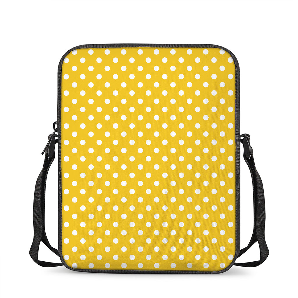 Yellow And White Polka Dot Pattern Print Rectangular Crossbody Bag
