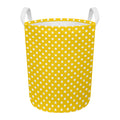 Yellow And White Polka Dot Pattern Print Round Laundry Basket